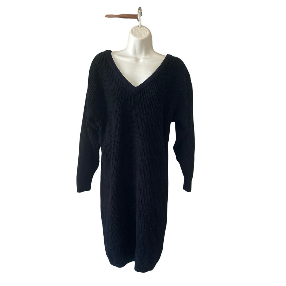 Vtg 80’s/90’s “Plain Jane” Blk Long Winter Sweater Dress Women Sz M